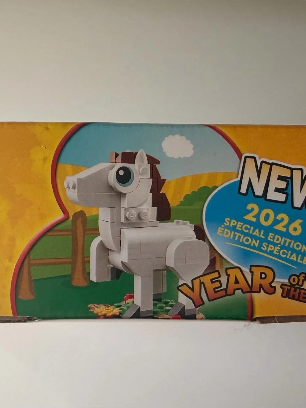 LEGO White and Brown Horse Set with Colorful Floral Base